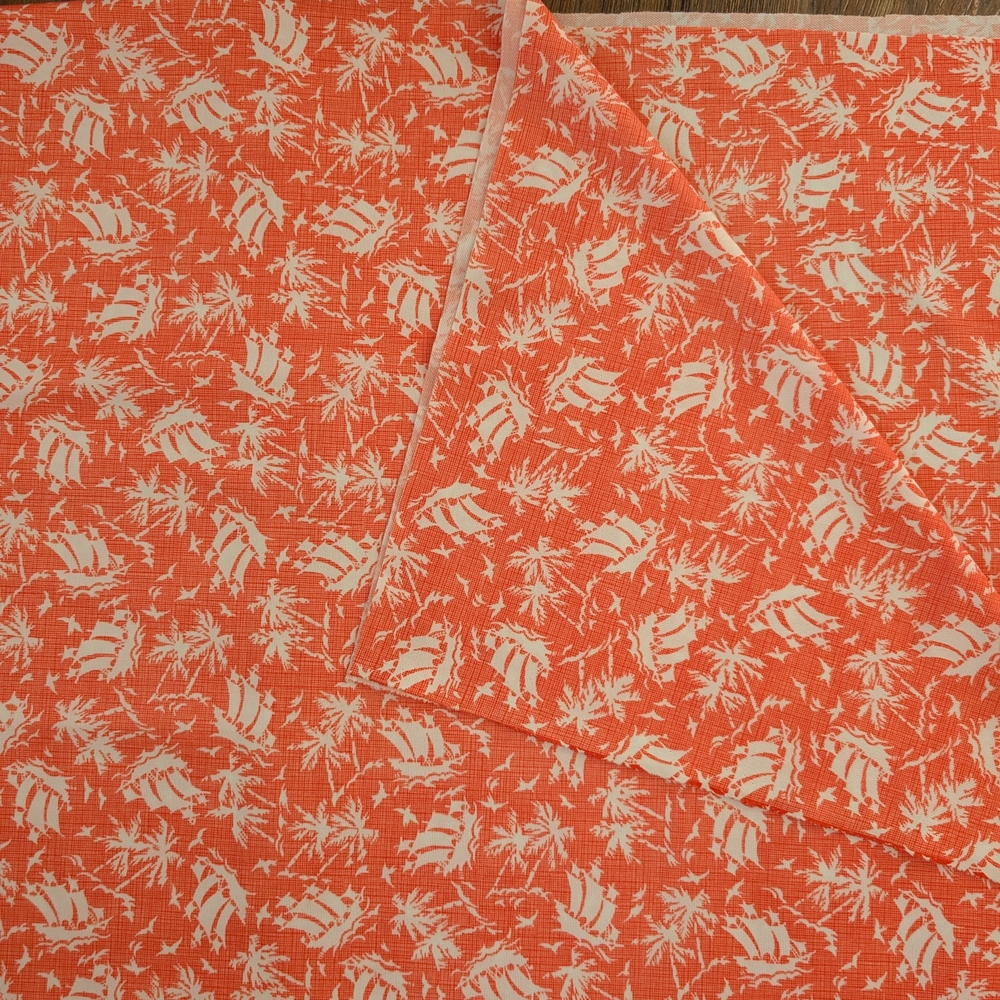Vintage Orange Nautical Knit Fabric